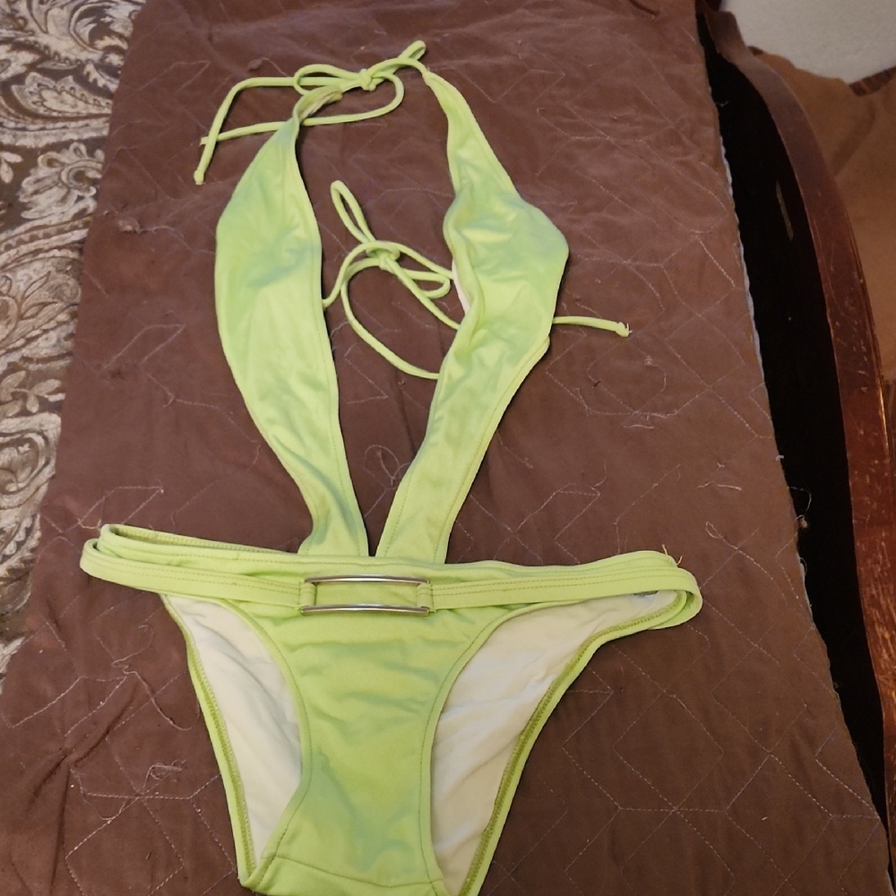 Vintage Victoria Secret Plunge Neck One Piece With Belt